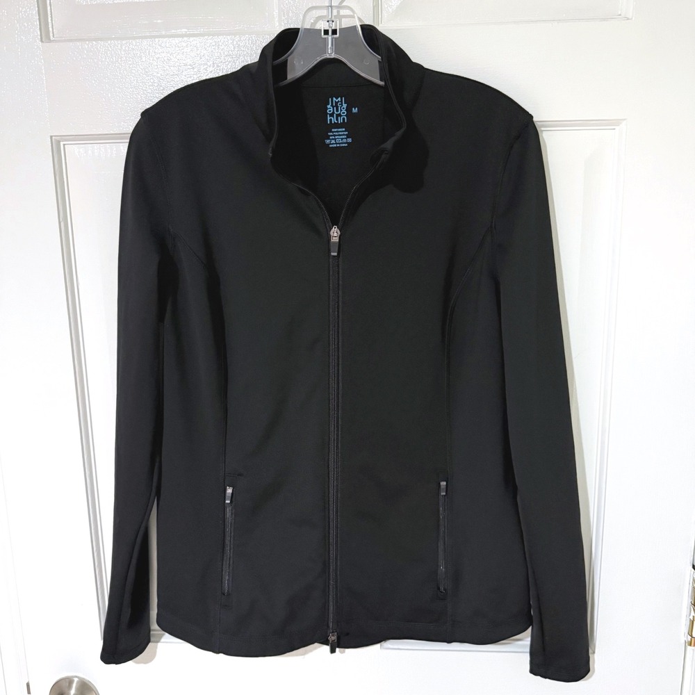 J. McLaughlin Womens Black Full Zip Mock Neck Athletic Jacket Size M RN 109236